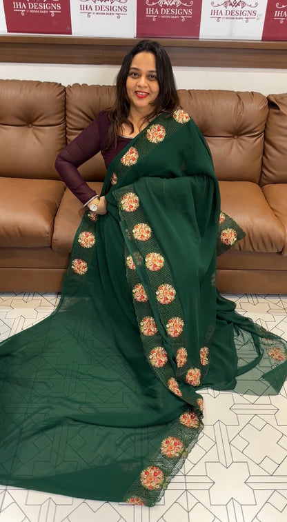 CUT-WORKED SAREE - IHA 16968