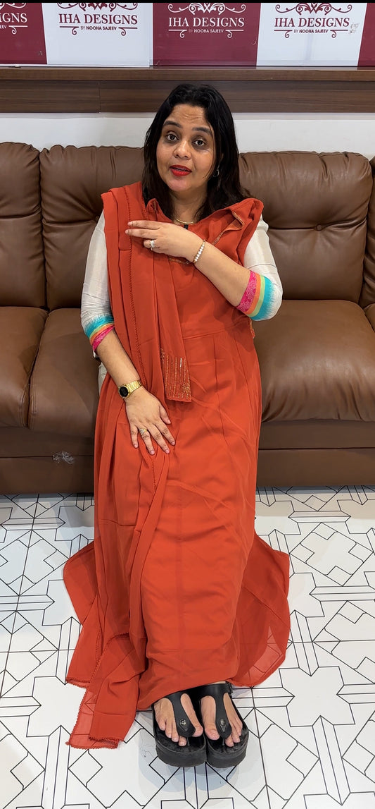 HAND WORKED ANARKALITOP AND DUPATTA - IHA 18071