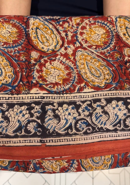 COTTON KALAMKARI PRINTED SAREE - IHA 17843