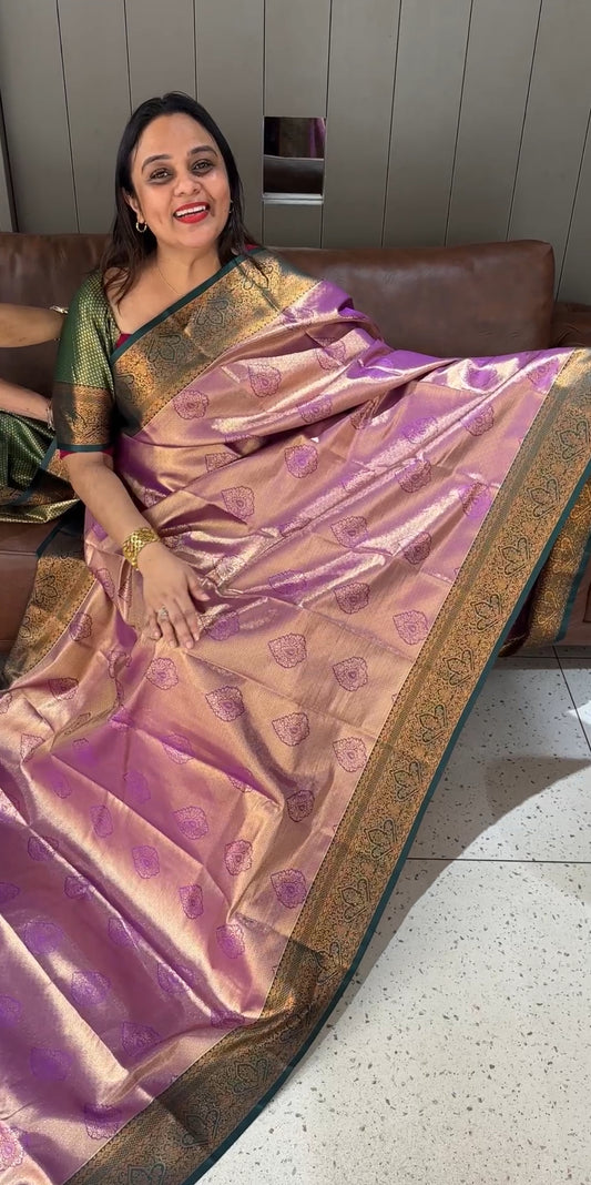 DESIGNER TISSUE KANCHIPURAM SILK SAREES - IHA 18520