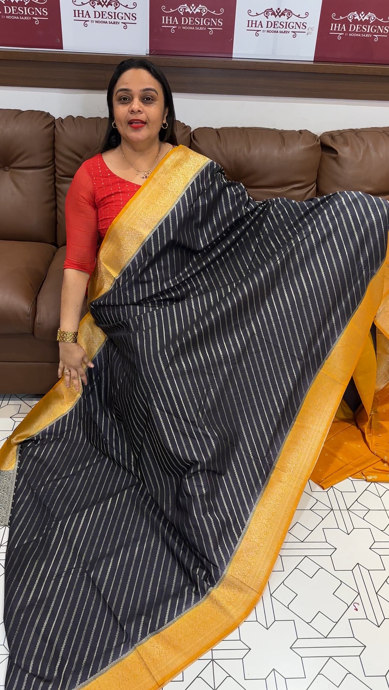 SEMI BANARASI SAREES - IHA 19398