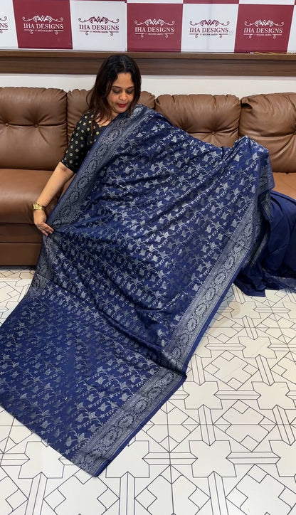 SEMI BANARASI SAREE - IHA 14548