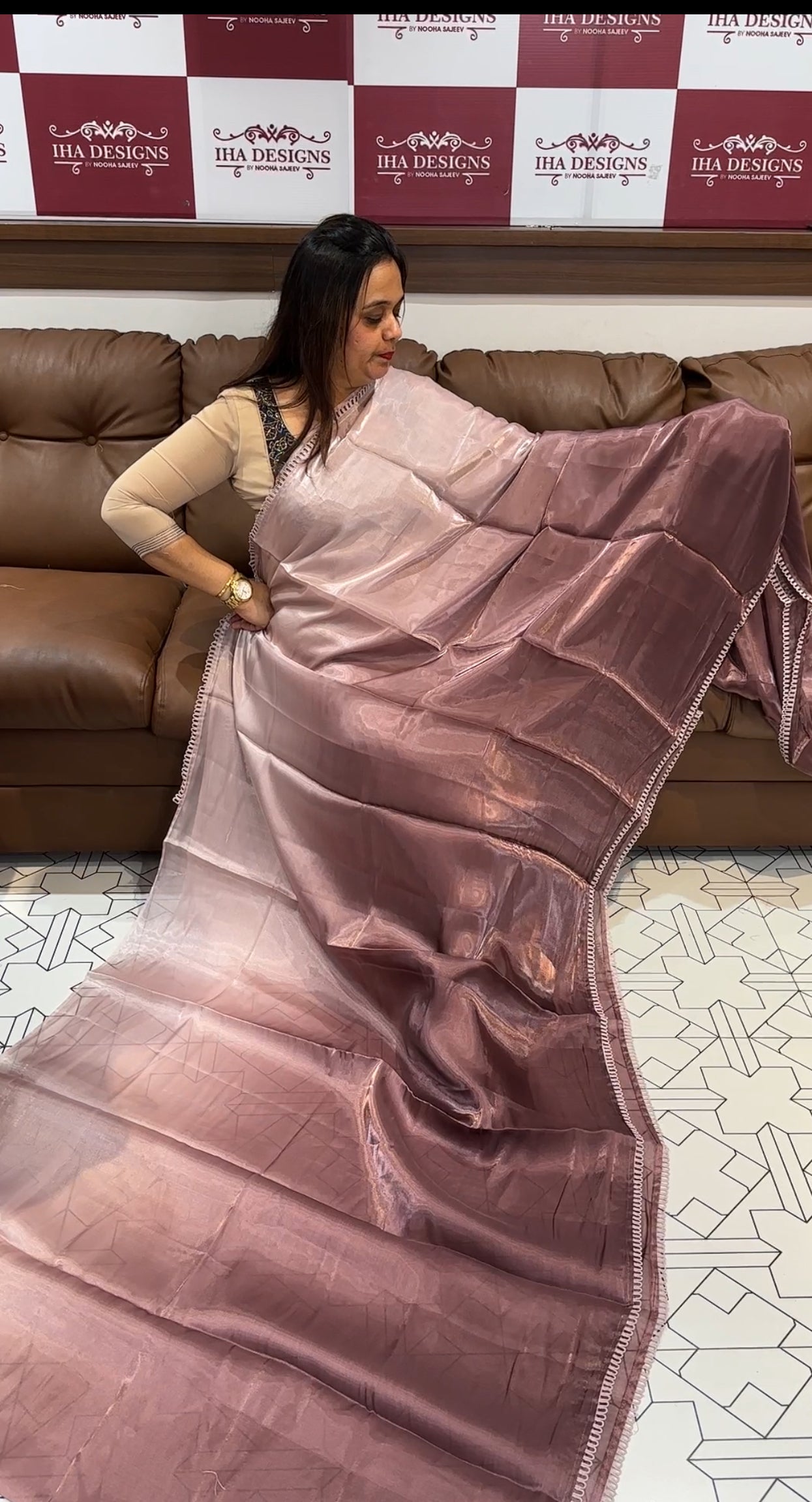 DOUBLE DYED ORGANZA SAREE - IHA 14782