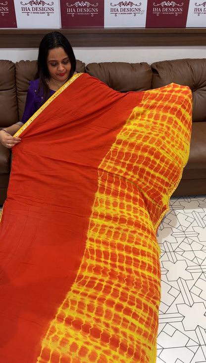 SHIBORI PRINTED COTTON SAREE - IHA 19089