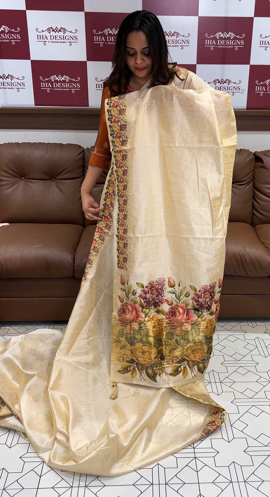 KERALA CREAM SEMI SILK SAREES - IHA 15997