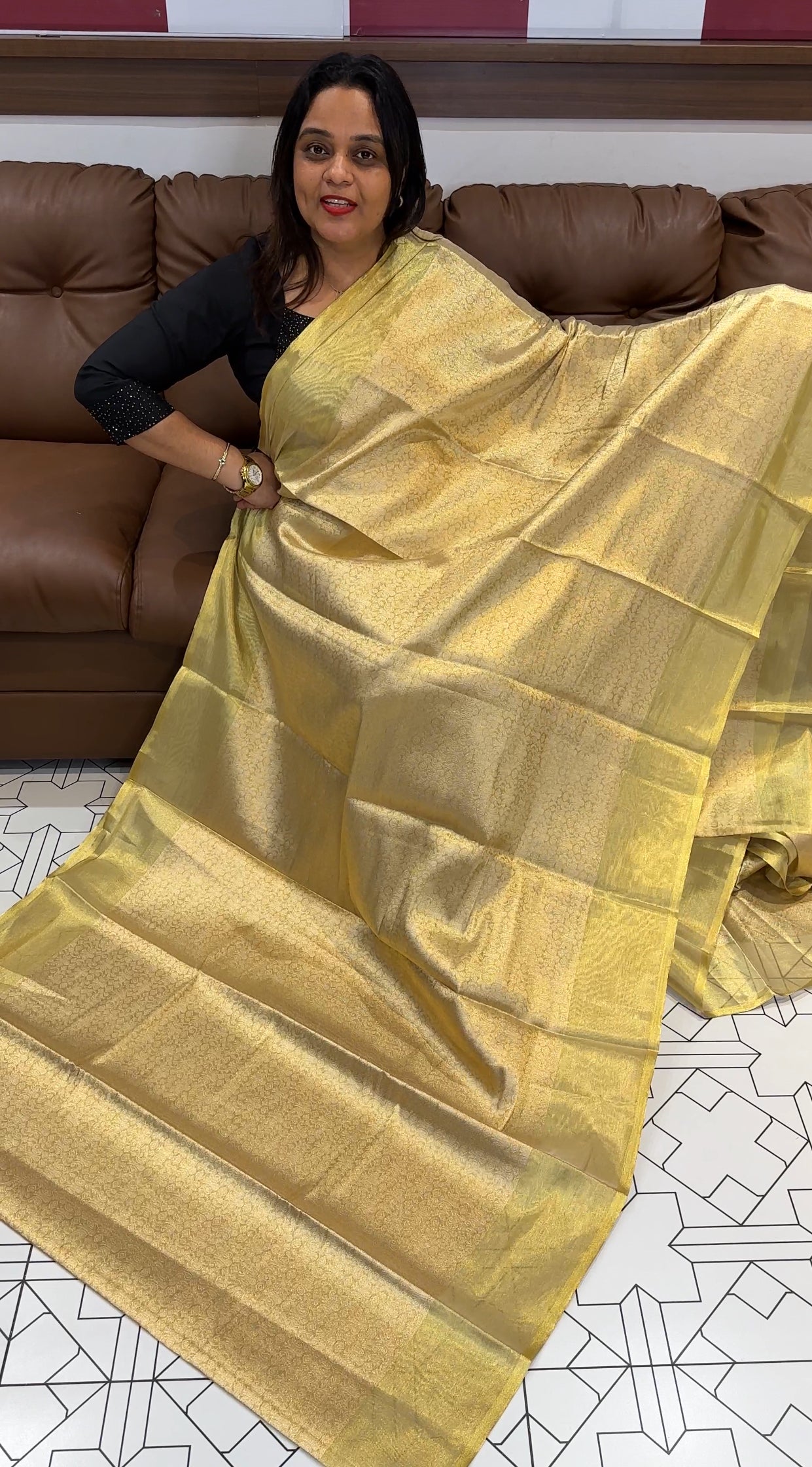 SEMI BANARASI TISSUE SAREES - IHA 17920