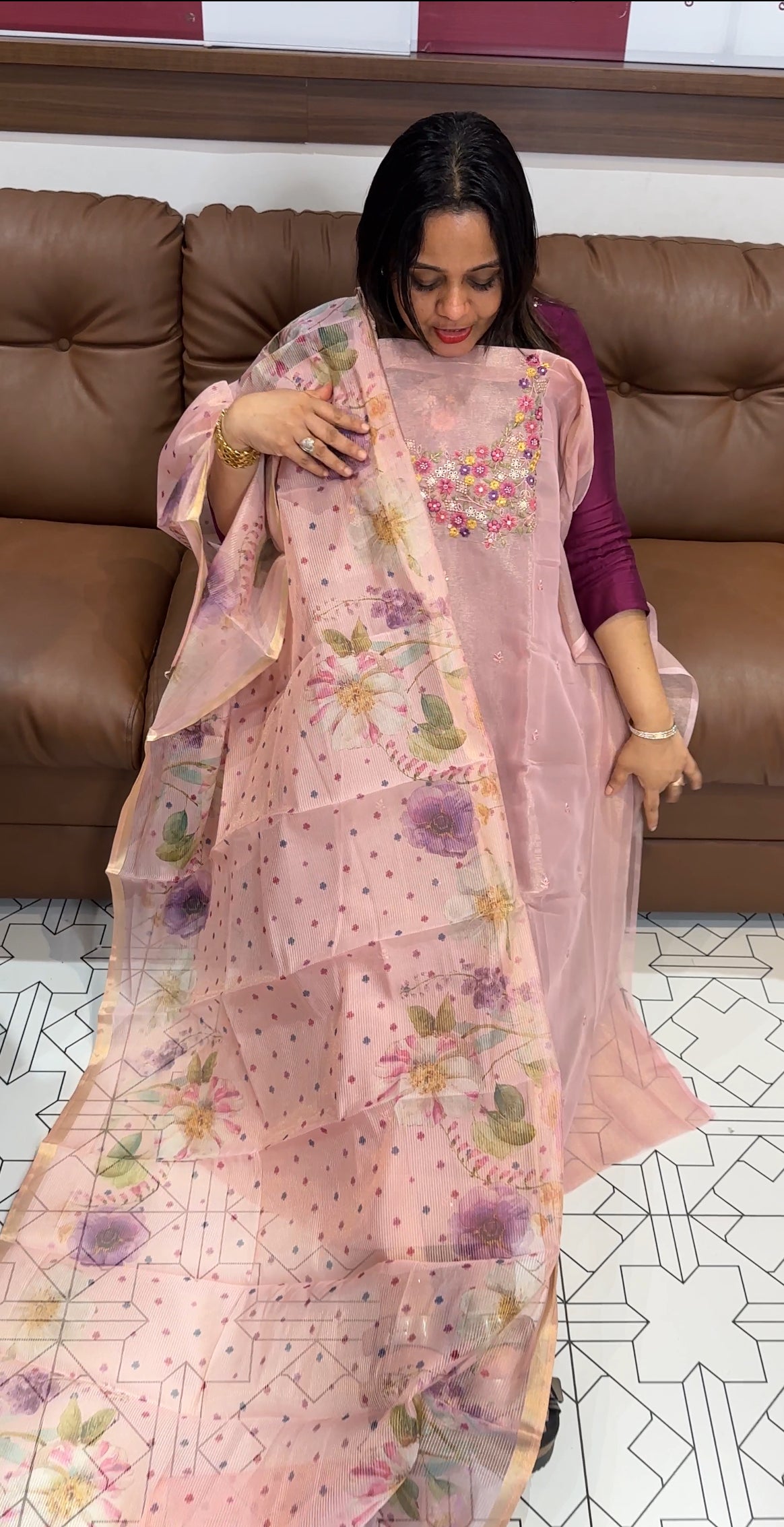 TISSUE UNSTITCHED SALWAR SUITS - IHA 18911