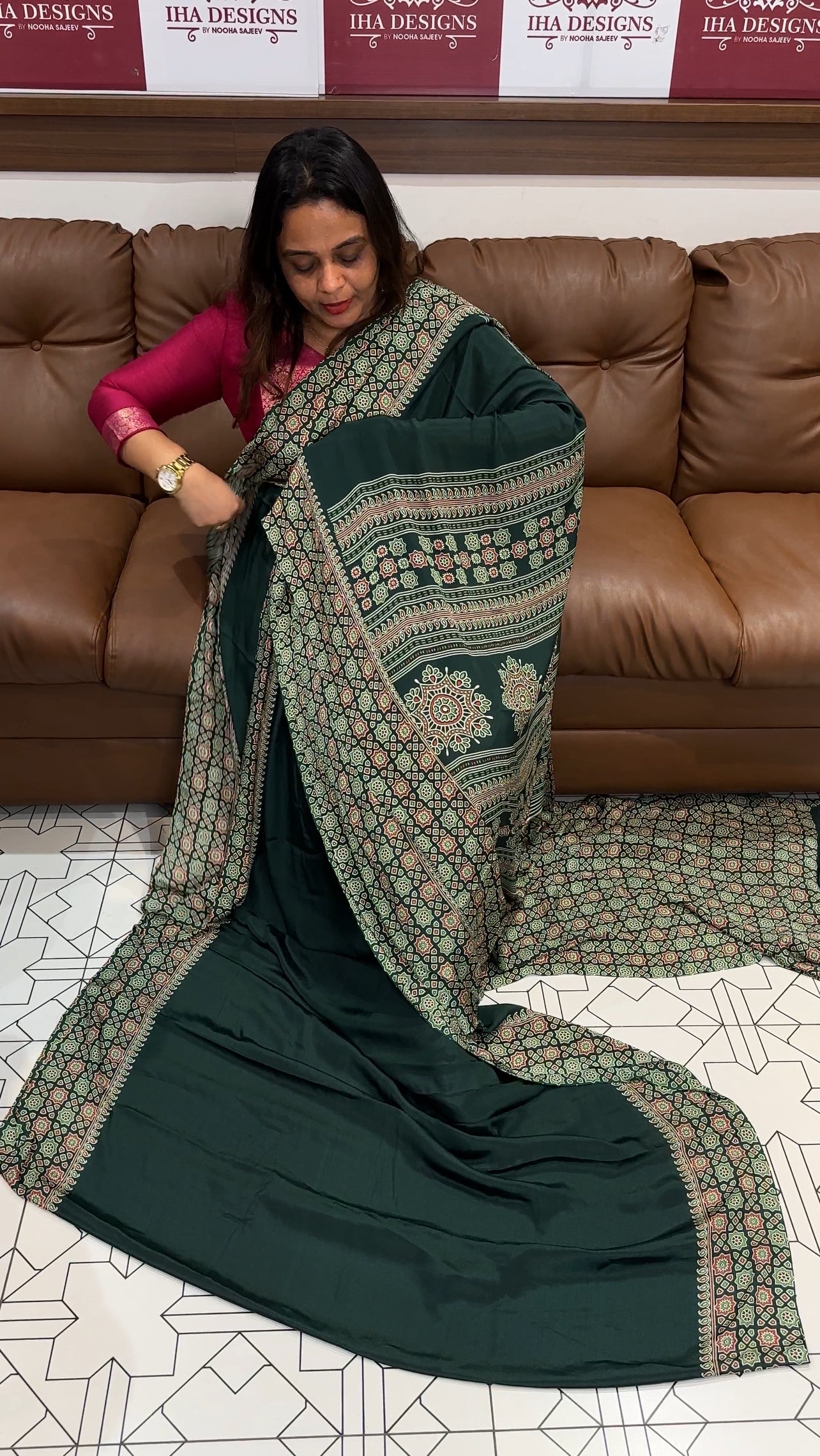 AJRAKH PRINTED SAREES - IHA 19254