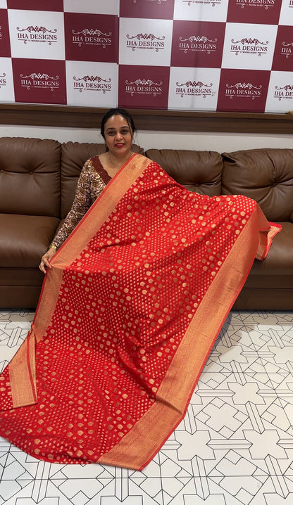 BUDGET BUY SEMI BANARASI SAREE - IHA 16524