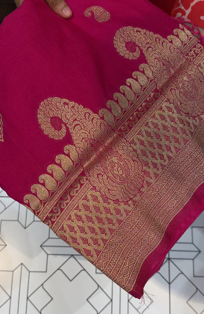 SEMI BANARASI SAREES - IHA 17634