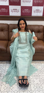 TISSUE HAND WORKED UNSTITCHED SALWAR SUITS  - IHA 15871