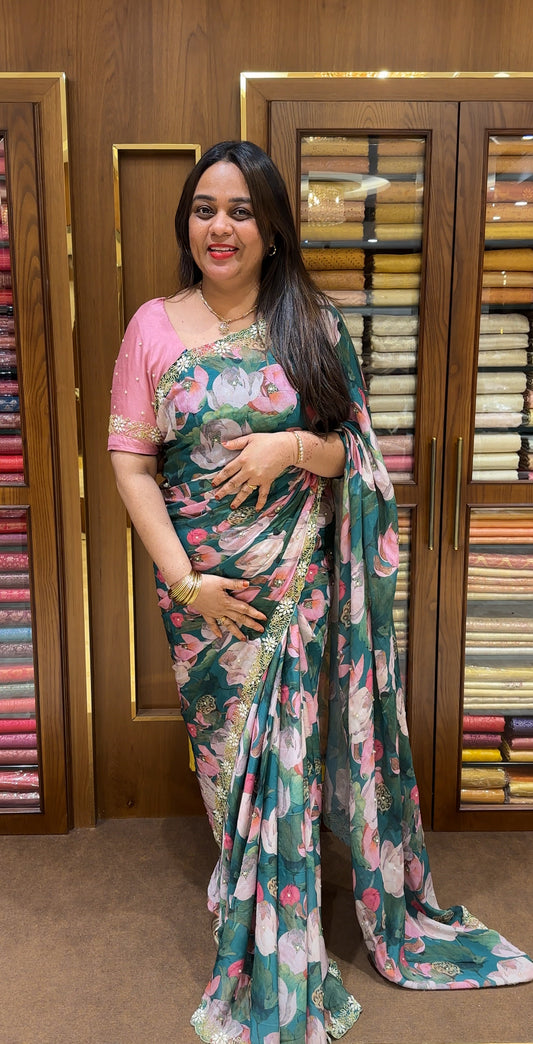 PLATINUM CHIFFON SAREES - IHA 22544