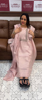 TISSUE HAND WORKED UNSTITCHED SALWAR SUITS  - IHA 15871