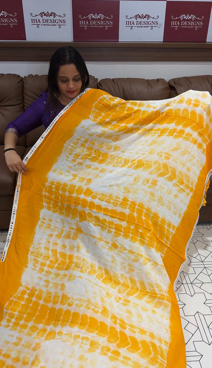 SHIBORI PRINTED COTTON SAREE - IHA 19089