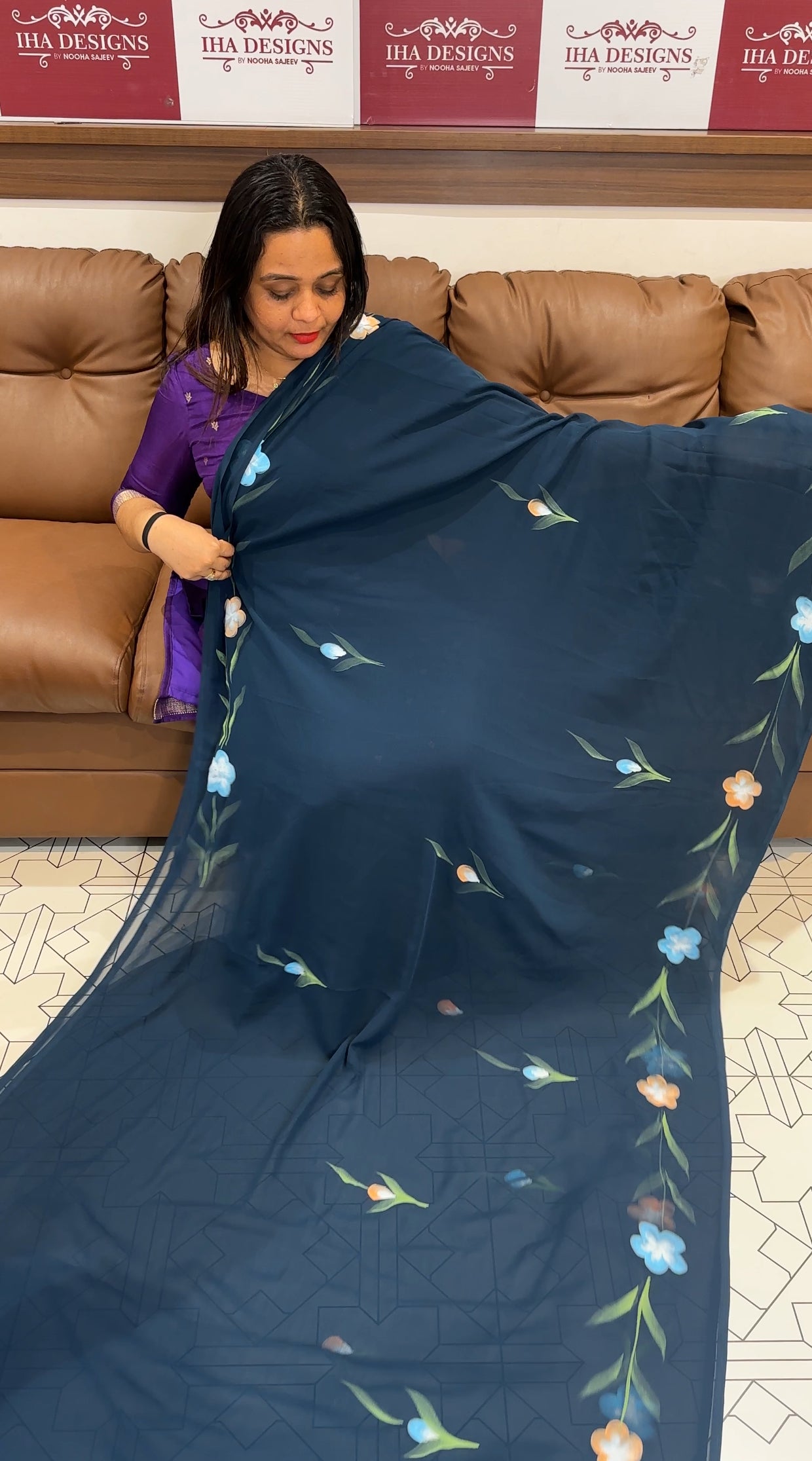 HAND PAINTED SAREE - IHA 19074