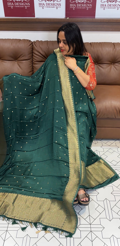 SILK BANARASI UNSTITCHED SALWAR SUITS  - IHA 18590