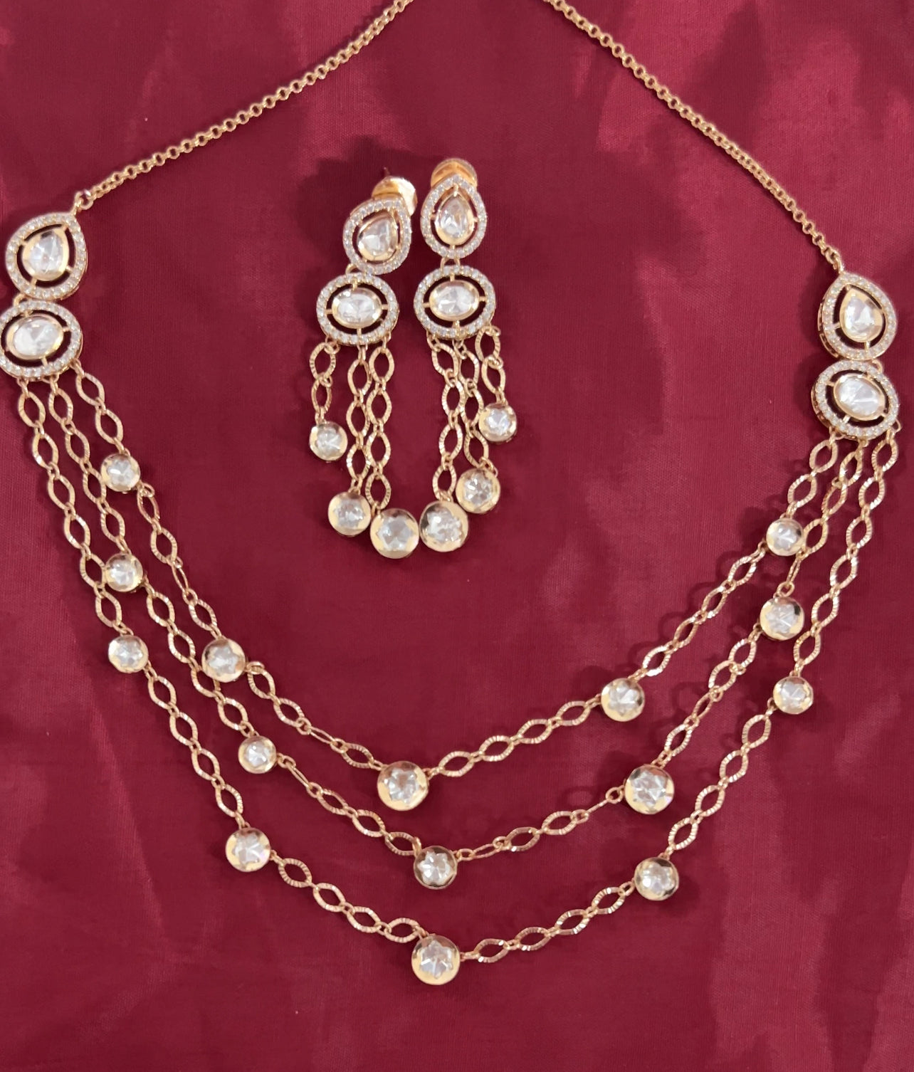 DESIGNER LONG CHAIN AND EARRINGS   - IHA 15948