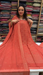 LUCKNOWI CHIKANKAARI UNSTITCHED SALWAR SUITS - IHA 18311