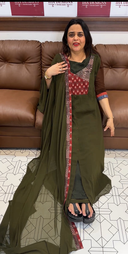 IHA'S IN-HOUSE DESIGNER SLITTED TOP AND DUPATTA - IHA 18727