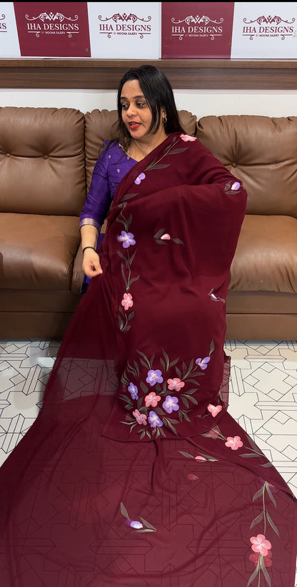 HAND PAINTED SAREE - IHA 19074