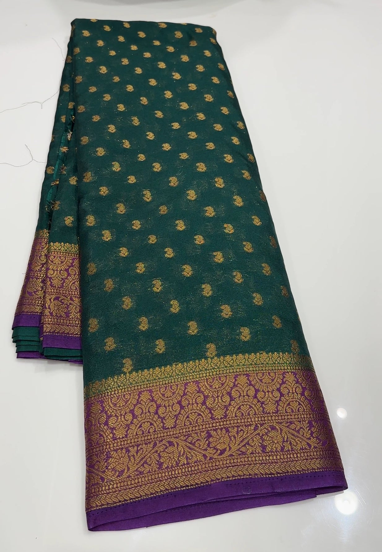 SEMI CRAPE BANARASI SAREES - IHA 18333