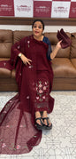 HAND PAINTED UNSTITCHED SALWAR SUITS - IHA 16344