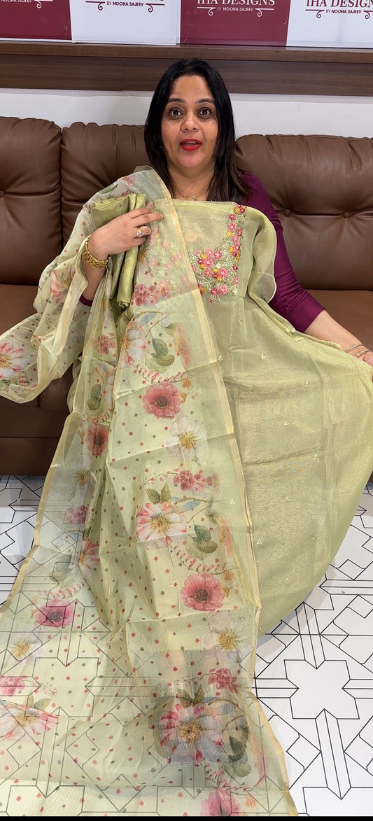 TISSUE UNSTITCHED SALWAR SUITS - IHA 18911