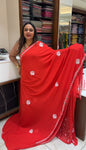 HAND WORKED GEORGETTE SAREES - IHA 18935