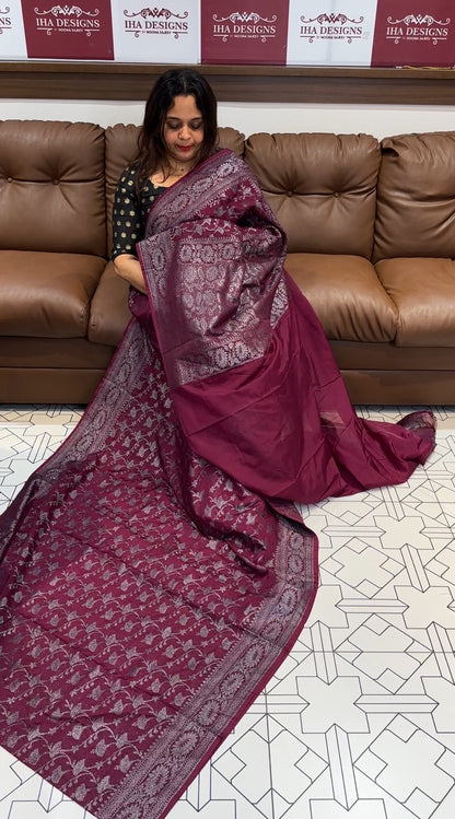 SEMI BANARASI SAREE - IHA 14548