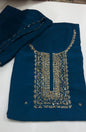 HAND WORKED UNSTITCHED SALWAR SUITS  - IHA 18097