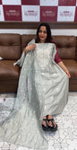 LUCKNOWI CHIKANKARI UNSTITCHED SALWAR SUITS  - IHA 18359