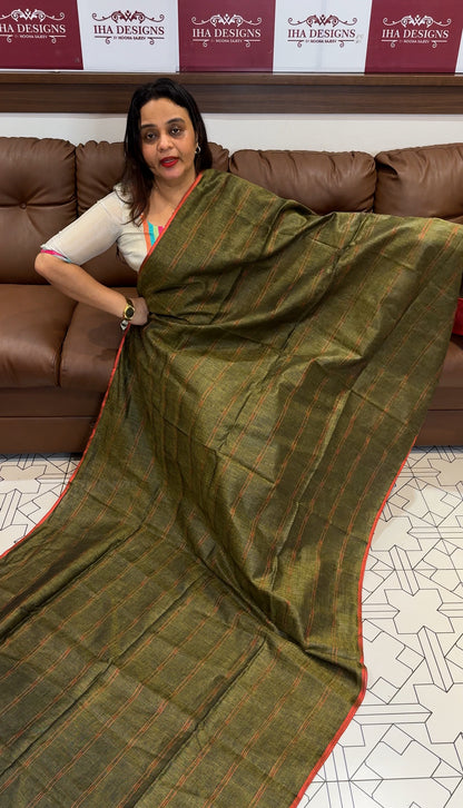 HANDLOOM LINEN SAREE - IHA 18055