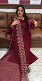 HAND WORKED  UNSTITCHED SALWAR SUITS - IHA 17968