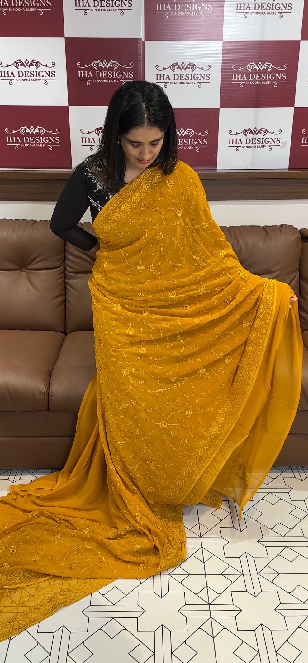 LUCKNOWI GEORGETTE SAREE - IHA 19796