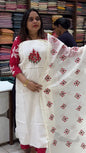 HANDWORKED CHANDERI UNSTITCHED SALWAR SUITS - IHA 18391