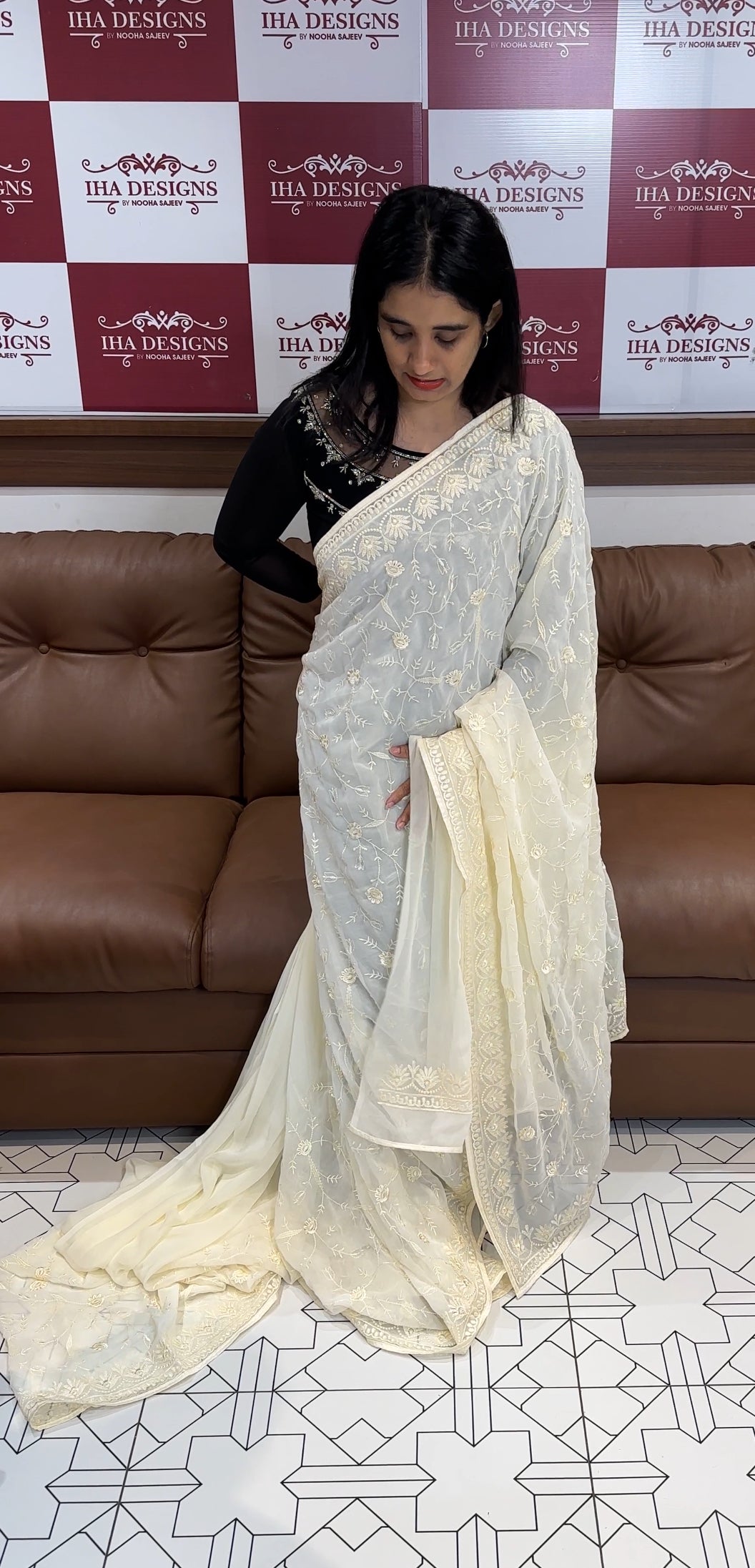 LUCKNOWI GEORGETTE SAREE - IHA 19796