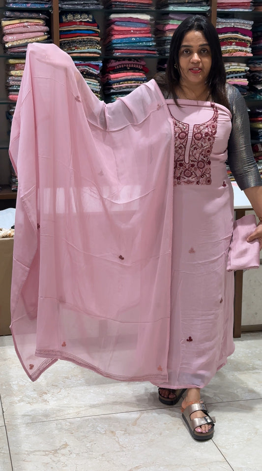 VISCOSE GEORGETTE UNSTITCHED SALWAR SUITS - IHA 22370