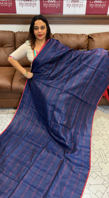 HANDLOOM LINEN SAREE - IHA 18055