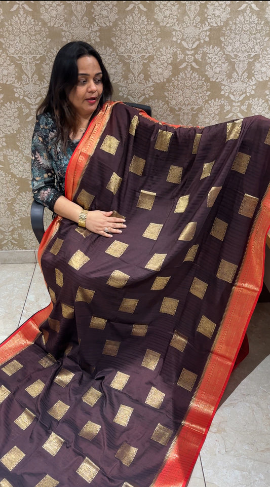 SEMI BANARASI SAREES - IHA 19629