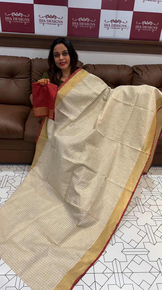 HANDLOOM LINEN SAREE - IHA 16405