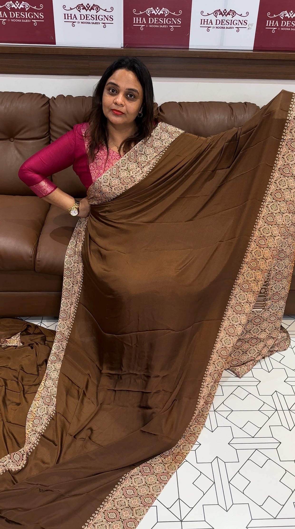 AJRAKH PRINTED SAREES - IHA 19254