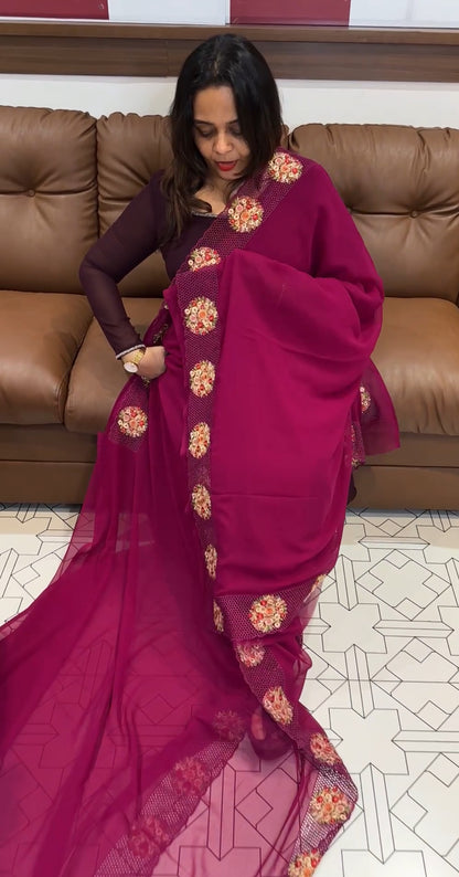 CUT-WORKED SAREE - IHA 16968