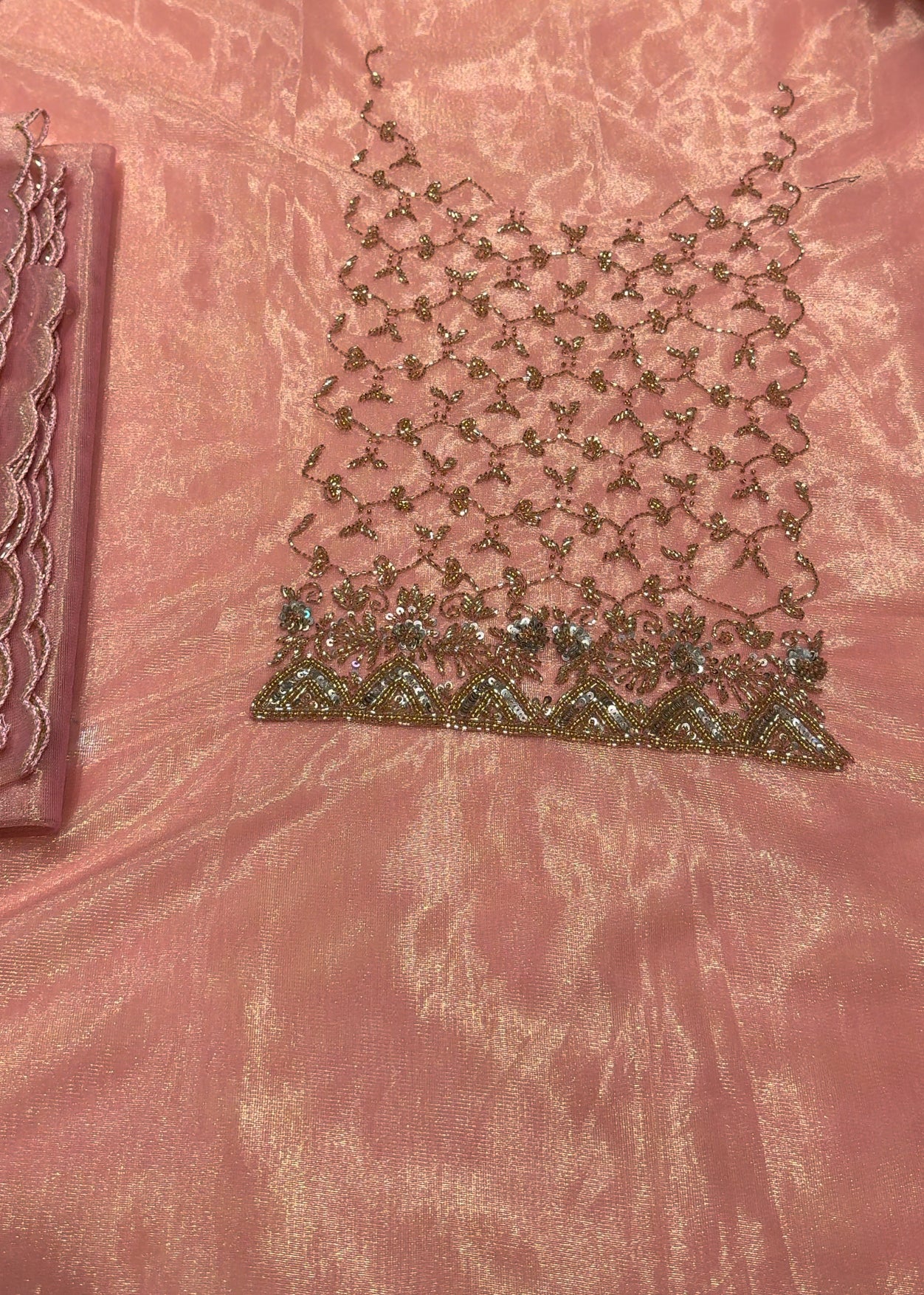 HAND WORKED UNSTITCHED SALWAR SUITS - IHA 17287