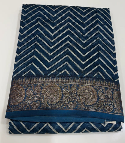 PRINTED BANARASI CHANDERI SAREES - IHA 17450