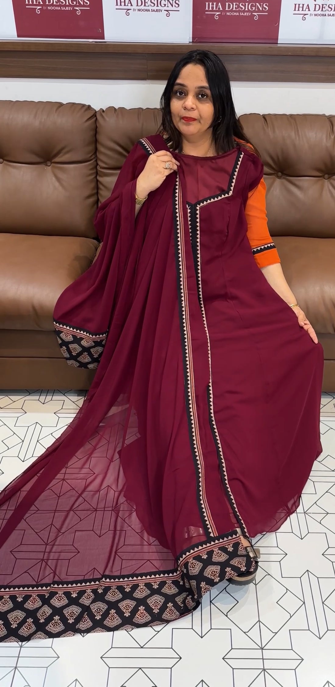 IHA'S IN-HOUSE DESIGNER ALINE TOP AND DUPATTA  - IHA 18555