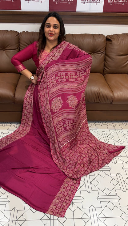 AJRAKH PRINTED SAREES - IHA 19254