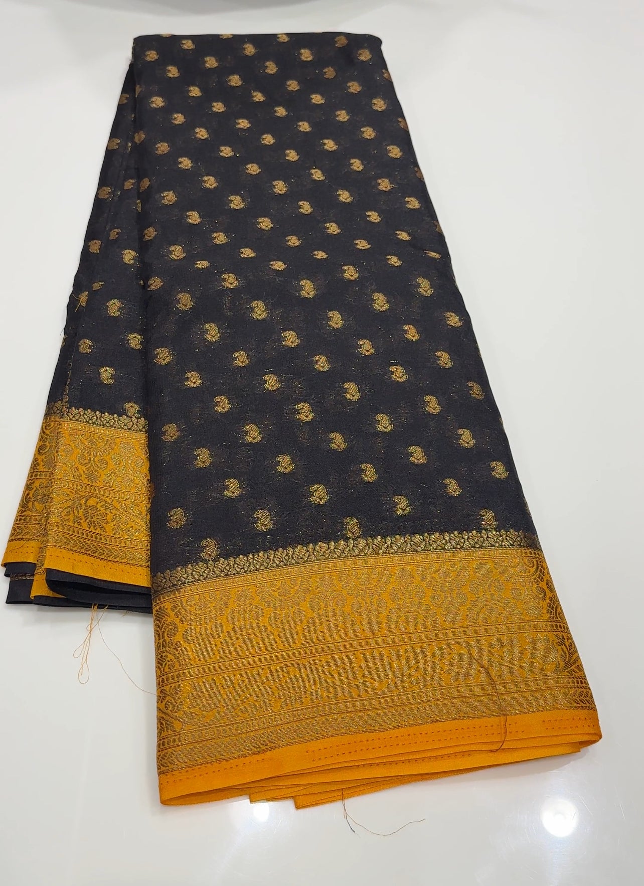 SEMI CRAPE BANARASI SAREES - IHA 18333