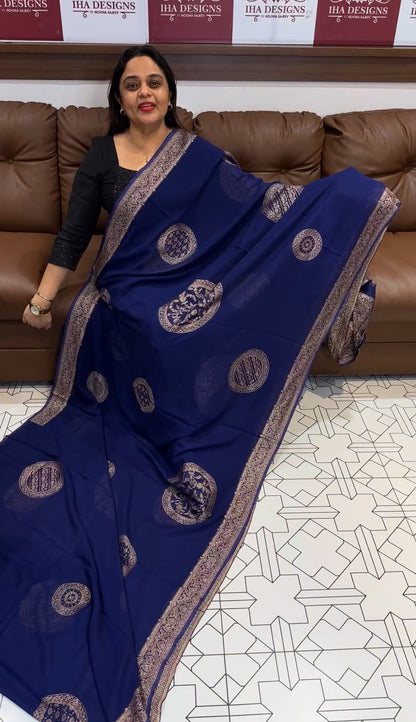 GEORGETTE BANARSI SAREE - IHA 17805