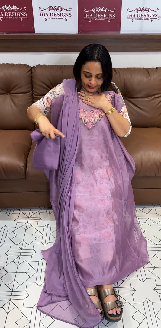 ORGANZA UNSTITCHED SALWAR SUITS - IHA 22832