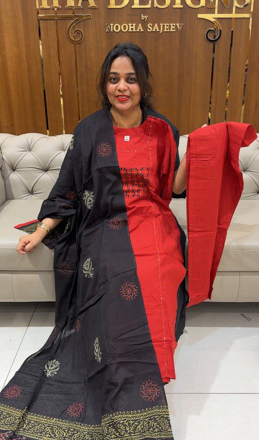 COTTON TOP, BOTTOM AND DUPATTA - IHA 25104
